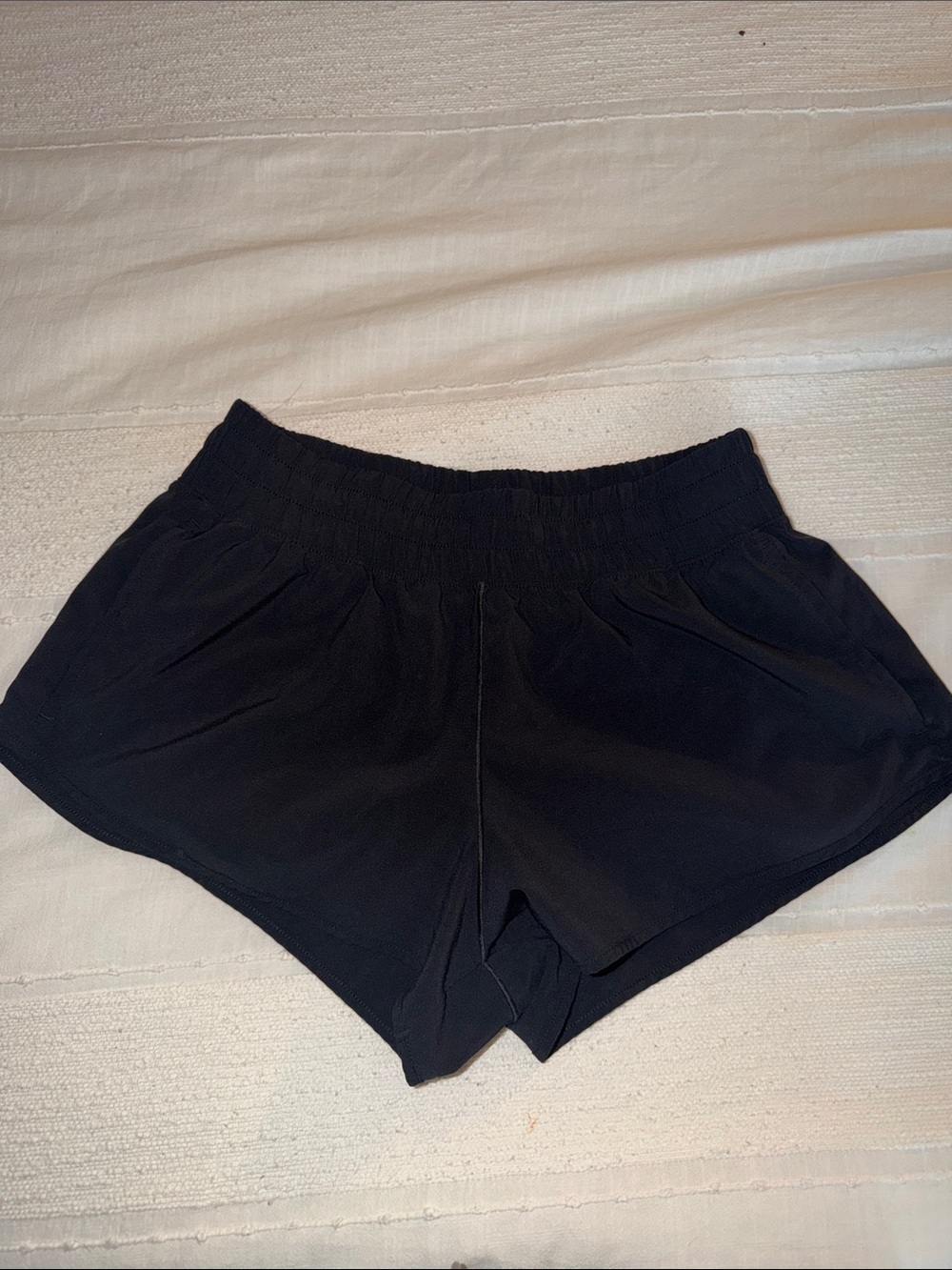 aerie Black Smocked-Waist Athletic Shorts